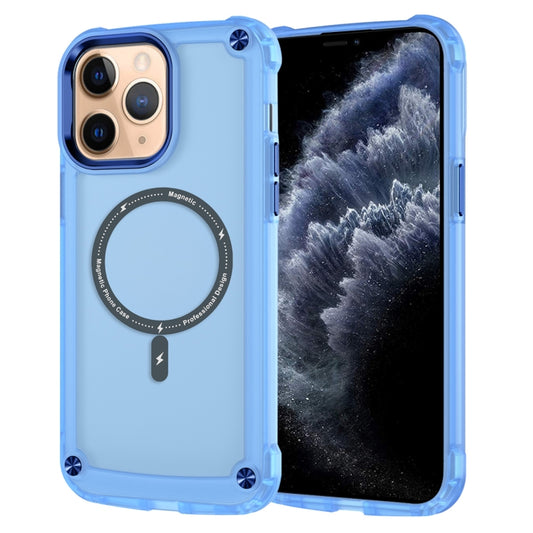 For iPhone 11 Pro Max Skin Feel TPU + PC MagSafe Magnetic Phone Case(Transparent Blue) - iPhone 11 Pro Max Cases by buy2fix | Online Shopping UK | buy2fix