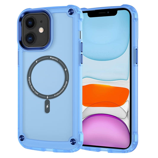 For iPhone 11 Skin Feel TPU + PC MagSafe Magnetic Phone Case(Transparent Blue) - iPhone 11 Cases by buy2fix | Online Shopping UK | buy2fix