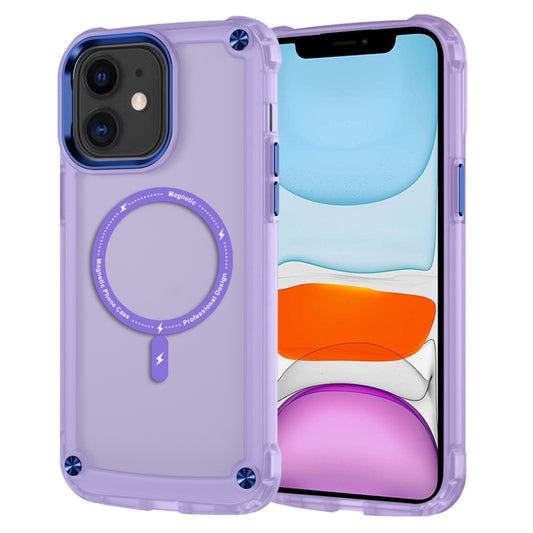 For iPhone 11 Skin Feel TPU + PC MagSafe Magnetic Phone Case(Transparent Purple) - iPhone 11 Cases by buy2fix | Online Shopping UK | buy2fix