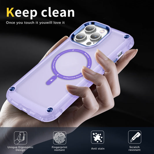 For iPhone 15 Pro Skin Feel TPU + PC MagSafe Magnetic Phone Case(Transparent Purple) - iPhone 15 Pro Cases by buy2fix | Online Shopping UK | buy2fix