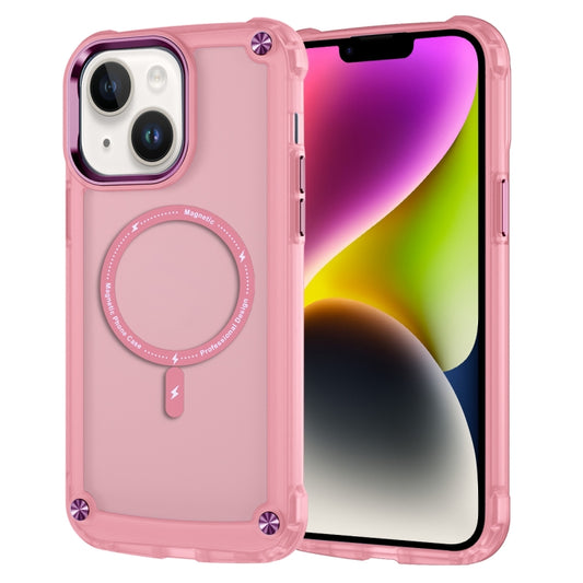 For iPhone 15 Skin Feel TPU + PC MagSafe Magnetic Phone Case(Transparent Pink) - iPhone 15 Cases by buy2fix | Online Shopping UK | buy2fix