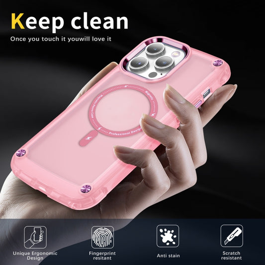 For iPhone 15 Skin Feel TPU + PC MagSafe Magnetic Phone Case(Transparent Pink) - iPhone 15 Cases by buy2fix | Online Shopping UK | buy2fix