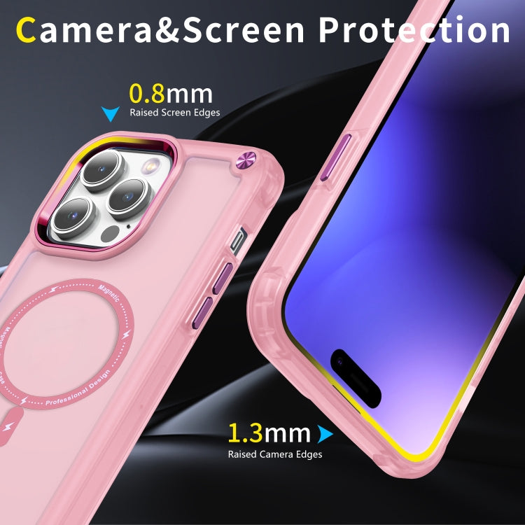 For iPhone 15 Skin Feel TPU + PC MagSafe Magnetic Phone Case(Transparent Pink) - iPhone 15 Cases by buy2fix | Online Shopping UK | buy2fix