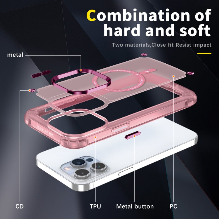 For iPhone 15 Skin Feel TPU + PC MagSafe Magnetic Phone Case(Transparent Pink) - iPhone 15 Cases by buy2fix | Online Shopping UK | buy2fix