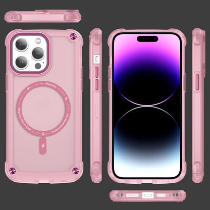 For iPhone 15 Skin Feel TPU + PC MagSafe Magnetic Phone Case(Transparent Pink) - iPhone 15 Cases by buy2fix | Online Shopping UK | buy2fix
