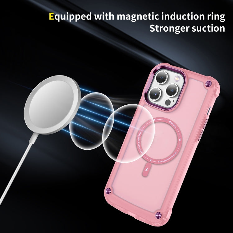 For iPhone 15 Skin Feel TPU + PC MagSafe Magnetic Phone Case(Transparent Pink) - iPhone 15 Cases by buy2fix | Online Shopping UK | buy2fix