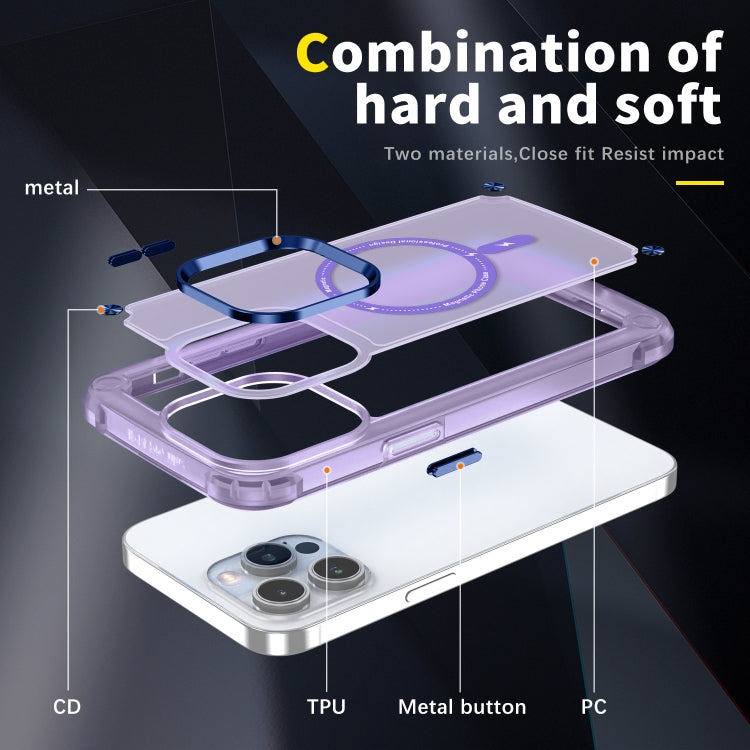 For iPhone 15 Skin Feel TPU + PC MagSafe Magnetic Phone Case(Transparent Purple) - iPhone 15 Cases by buy2fix | Online Shopping UK | buy2fix