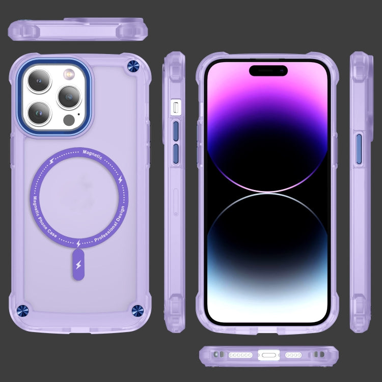 For iPhone 15 Skin Feel TPU + PC MagSafe Magnetic Phone Case(Transparent Purple) - iPhone 15 Cases by buy2fix | Online Shopping UK | buy2fix