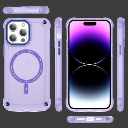For iPhone 15 Skin Feel TPU + PC MagSafe Magnetic Phone Case(Transparent Purple) - iPhone 15 Cases by buy2fix | Online Shopping UK | buy2fix