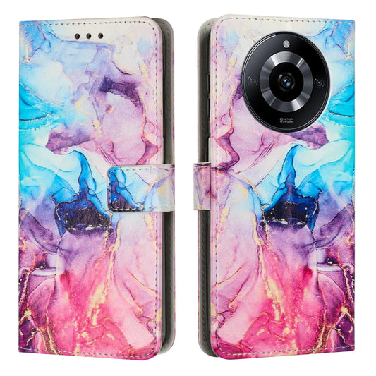 For Realme 11 Pro/11 Pro+ Painted Marble Pattern Leather Phone Case(Pink Purple) - Realme Cases by buy2fix | Online Shopping UK | buy2fix