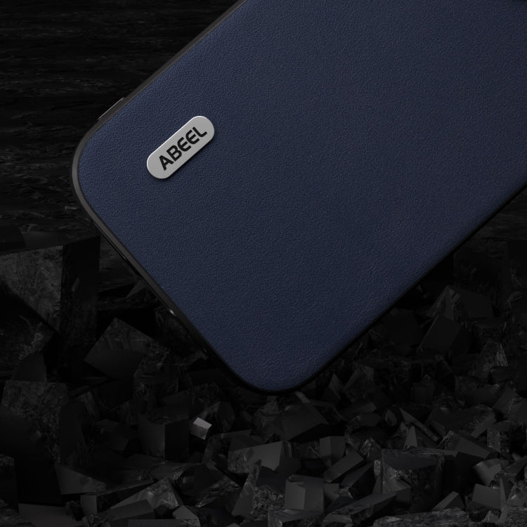 For iPhone 14 Plus ABEEL Genuine Leather Xiaoya Series Phone Case(Blue) - iPhone 14 Plus Cases by buy2fix | Online Shopping UK | buy2fix