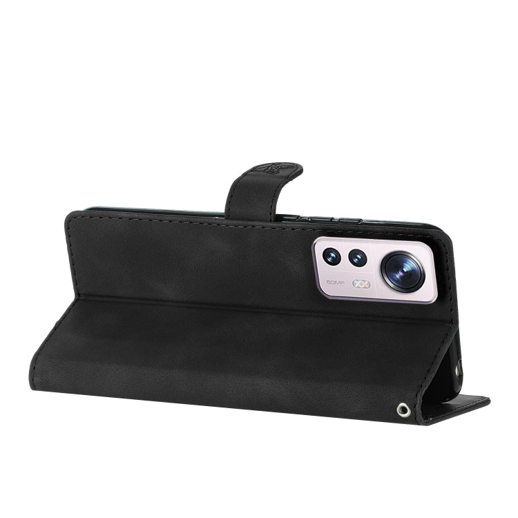 For Xiaomi 12 Pro Flower Butterfly Embossing Pattern Leather Phone Case(Black) by buy2fix