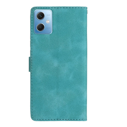For Xiaomi Redmi Note 12 5G Flower Butterfly Embossing Pattern Leather Phone Case(Sky Blue) by buy2fix
