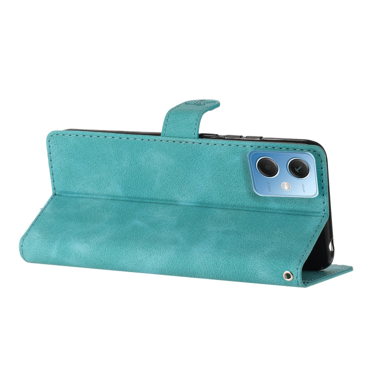 For Xiaomi Redmi Note 12 5G Flower Butterfly Embossing Pattern Leather Phone Case(Sky Blue) by buy2fix