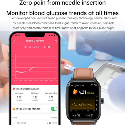 ET540 1.91 inch IP67 Waterproof Silicone Band Smart Watch, Support ECG / Non-invasive Blood Glucose Measurement(Black) by buy2fix