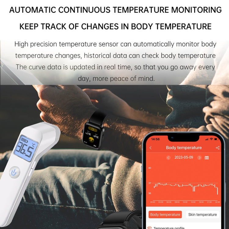 ET540 1.91 inch IP67 Waterproof Silicone Band Smart Watch, Support ECG / Non-invasive Blood Glucose Measurement(Black) by buy2fix