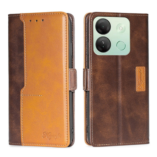 For Infinix Smart 7 HD Contrast Color Side Buckle Leather Phone Case(Dark Brown + Gold) - Infinix Cases by buy2fix | Online Shopping UK | buy2fix
