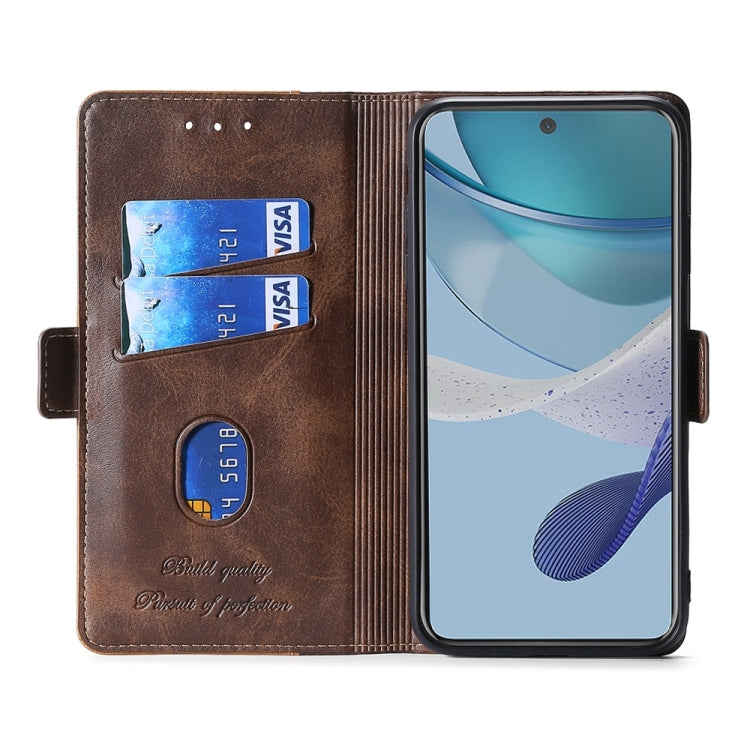 For Infinix Smart 7 HD Contrast Color Side Buckle Leather Phone Case(Dark Brown + Gold) - Infinix Cases by buy2fix | Online Shopping UK | buy2fix