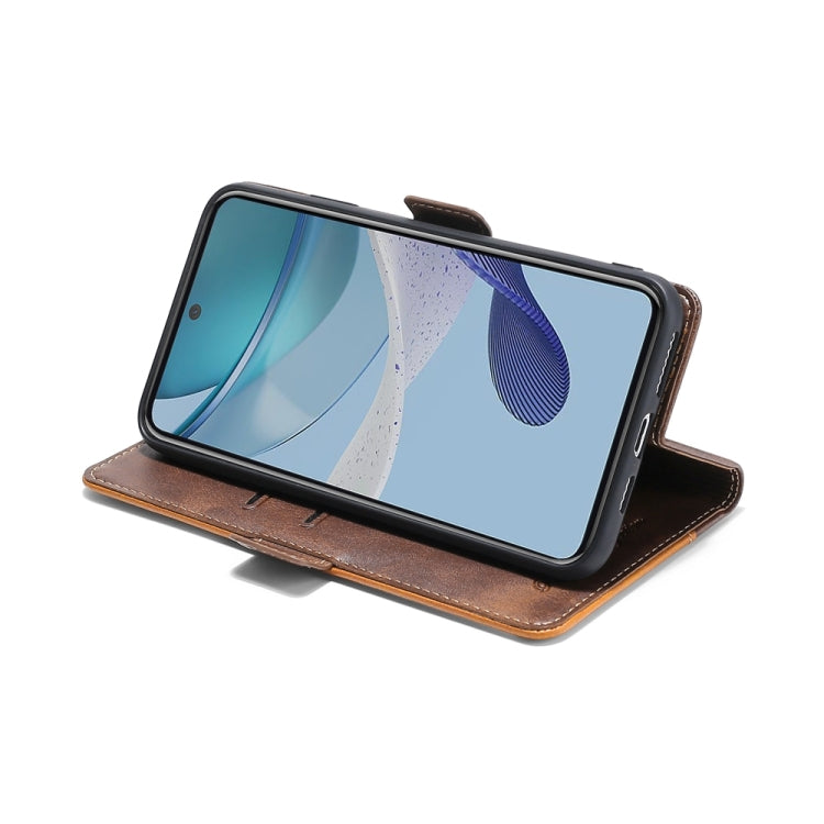 For Infinix Smart 7 HD Contrast Color Side Buckle Leather Phone Case(Dark Brown + Gold) - Infinix Cases by buy2fix | Online Shopping UK | buy2fix