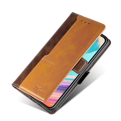For Infinix Smart 7 HD Contrast Color Side Buckle Leather Phone Case(Dark Brown + Gold) - Infinix Cases by buy2fix | Online Shopping UK | buy2fix