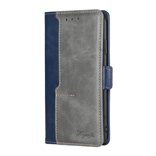 For Realme 11 Pro / 11 Pro+ 5G Contrast Color Side Buckle Leather Phone Case(Blue + Grey) - Realme Cases by buy2fix | Online Shopping UK | buy2fix