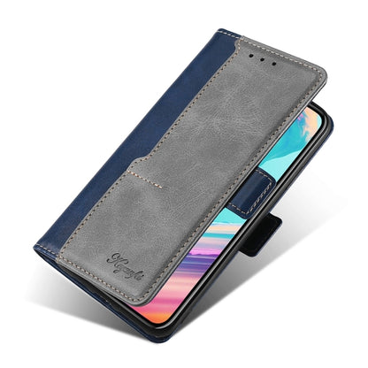 For Realme 11 Pro / 11 Pro+ 5G Contrast Color Side Buckle Leather Phone Case(Blue + Grey) - Realme Cases by buy2fix | Online Shopping UK | buy2fix