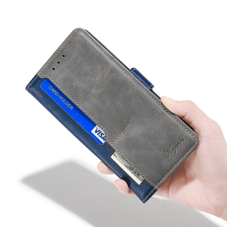 For Realme 11 Pro / 11 Pro+ 5G Contrast Color Side Buckle Leather Phone Case(Blue + Grey) - Realme Cases by buy2fix | Online Shopping UK | buy2fix