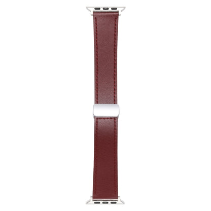 For Apple Watch SE 2022 40mm Magnetic Buckle Skin Feel Leather Watch Band(Wine Red) - Watch Bands by buy2fix | Online Shopping UK | buy2fix