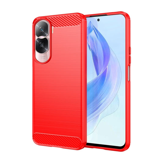 For Honor 90 / 80 Brushed Texture Carbon Fiber TPU Phone Case(Red) - Honor Cases by buy2fix | Online Shopping UK | buy2fix