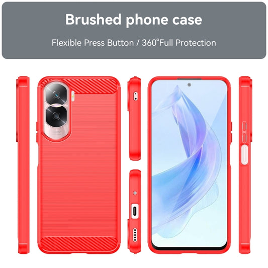 For Honor 90 / 80 Brushed Texture Carbon Fiber TPU Phone Case(Red) - Honor Cases by buy2fix | Online Shopping UK | buy2fix