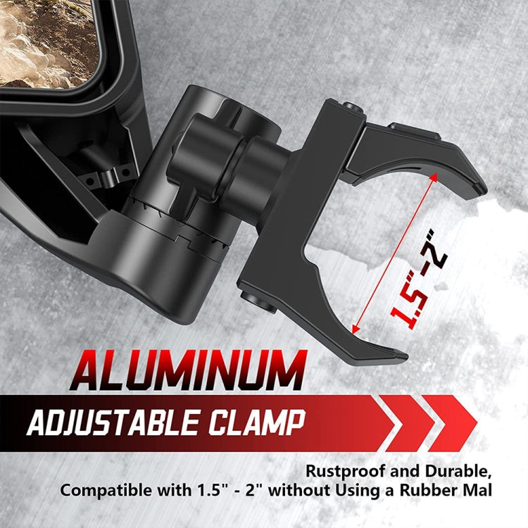 For Can-Am BRP UTV Maverick X3 Off-Road Vehicle Rearview Mirror, Model:UTV-17D With Light by buy2fix