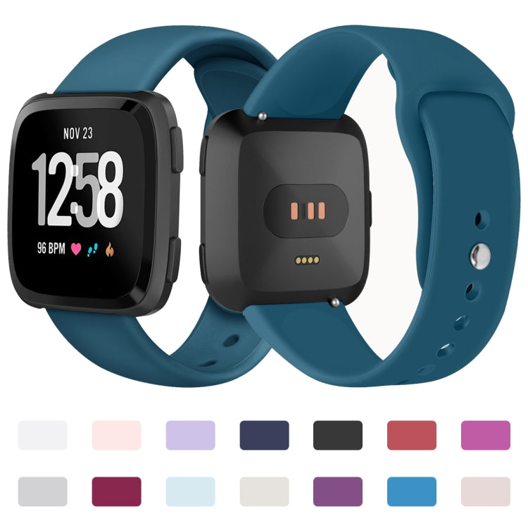 For Fitbit Versa 2 / Fitbit Versa / Fitbit Versa Lite Solid Color Silicone Watch Band, Size:L(Apricot) - Watch Bands by buy2fix | Online Shopping UK | buy2fix