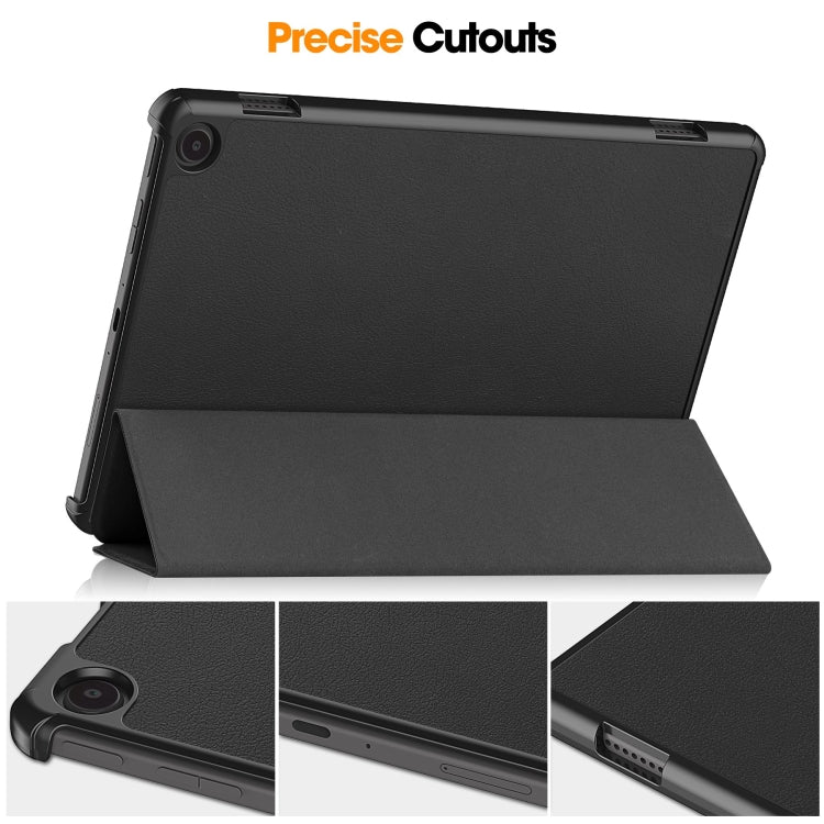 For  Amazon Fire Max 11 Custer Pure Color 3-Fold Holder Smart Leather Tablet Case(Black) - Amazon by buy2fix | Online Shopping UK | buy2fix