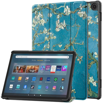 For Amazon Fire Max 11 Custer Painted 3-Fold Stand Leather Smart Tablet Case(Apricot Blossom) - Amazon by buy2fix | Online Shopping UK | buy2fix