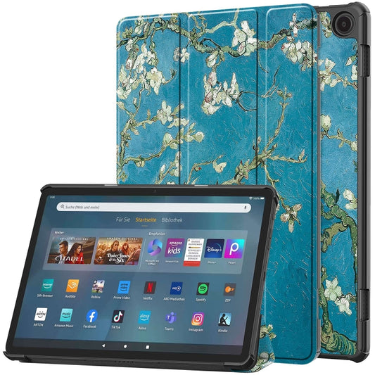 For Amazon Fire Max 11 Custer Painted 3-Fold Stand Leather Smart Tablet Case(Apricot Blossom) - Amazon by buy2fix | Online Shopping UK | buy2fix