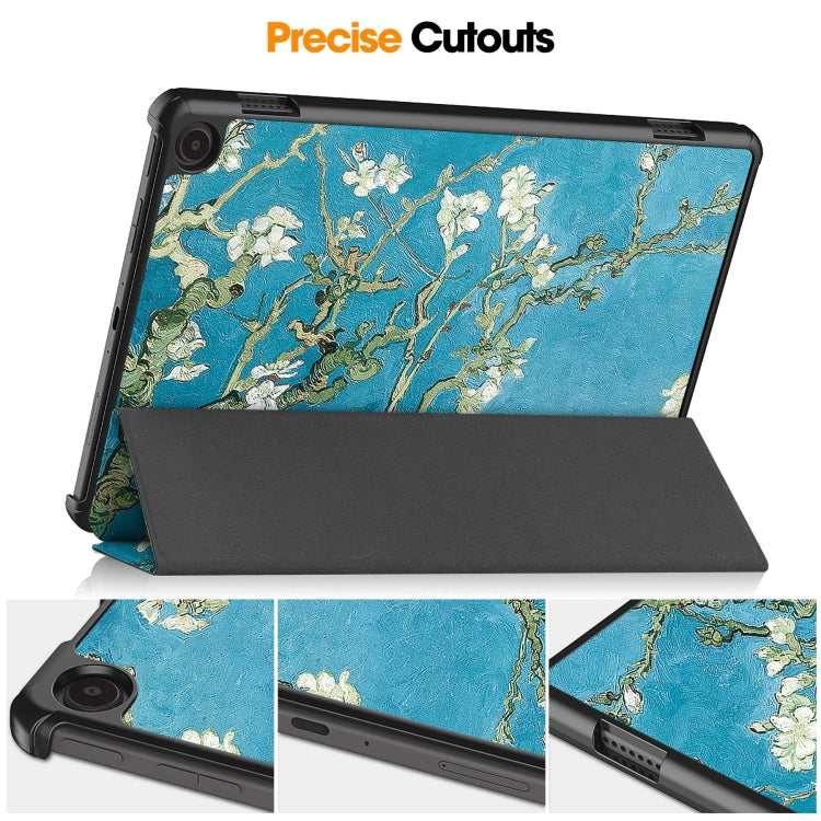 For Amazon Fire Max 11 Custer Painted 3-Fold Stand Leather Smart Tablet Case(Apricot Blossom) - Amazon by buy2fix | Online Shopping UK | buy2fix