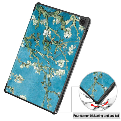 For Amazon Fire Max 11 Custer Painted 3-Fold Stand Leather Smart Tablet Case(Apricot Blossom) - Amazon by buy2fix | Online Shopping UK | buy2fix
