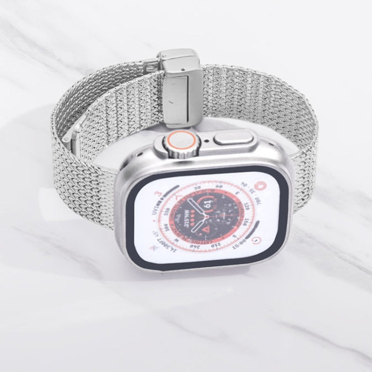 For Apple Watch SE 2022 40mm Magnetic Buckle Herringbone Mesh Metal Watch Band(Starlight) - Watch Bands by buy2fix | Online Shopping UK | buy2fix