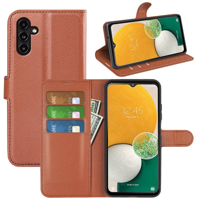 For Samsung Galaxy A14 5G Litchi Texture Horizontal Flip Phone Case with Holder(Brown) by buy2fix