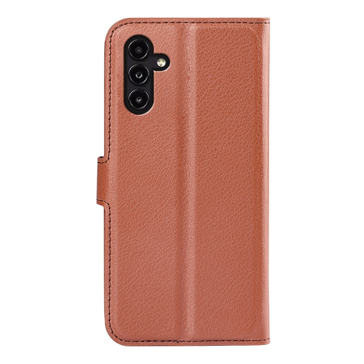 For Samsung Galaxy A14 5G Litchi Texture Horizontal Flip Phone Case with Holder(Brown) by buy2fix