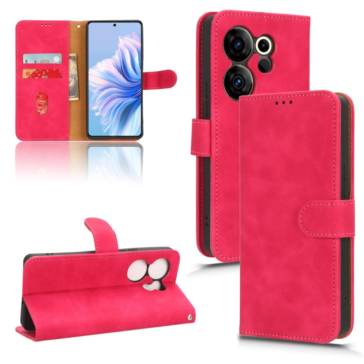 For Tecno Camon 20 Premier Skin Feel Magnetic Flip Leather Phone Case(Rose Red) by buy2fix