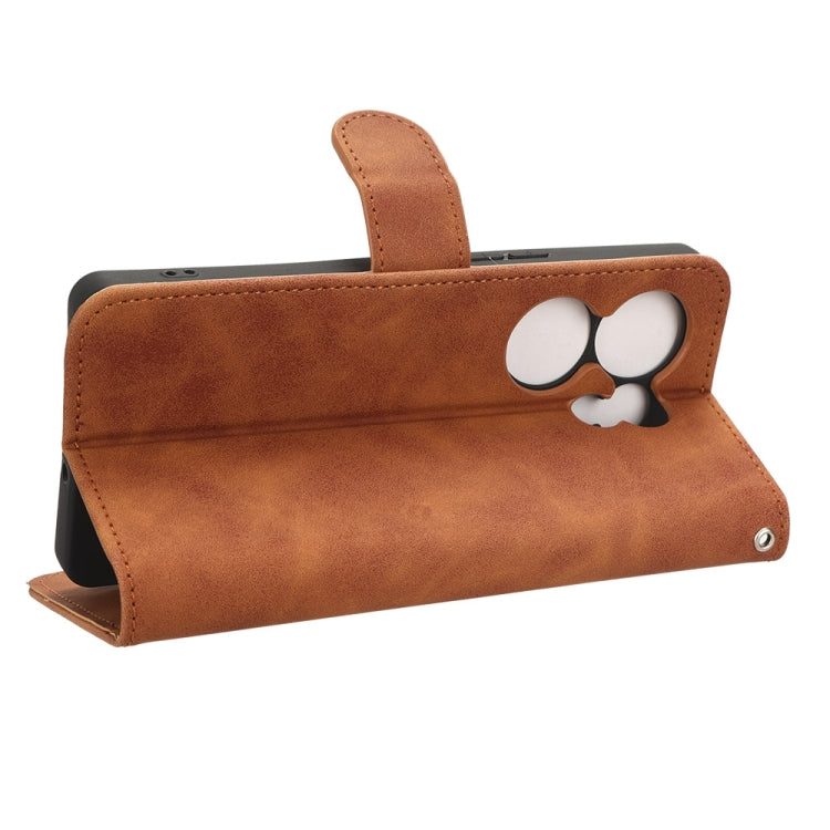 For Tecno Camon 20 Premier Skin Feel Magnetic Flip Leather Phone Case(Brown) by buy2fix