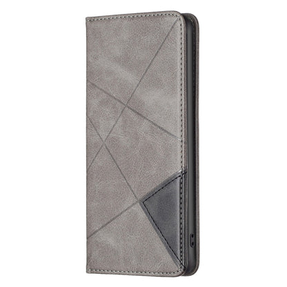 For iPhone 15 Rhombus Texture Magnetic Leather Phone Case(Grey) - iPhone 15 Cases by buy2fix | Online Shopping UK | buy2fix
