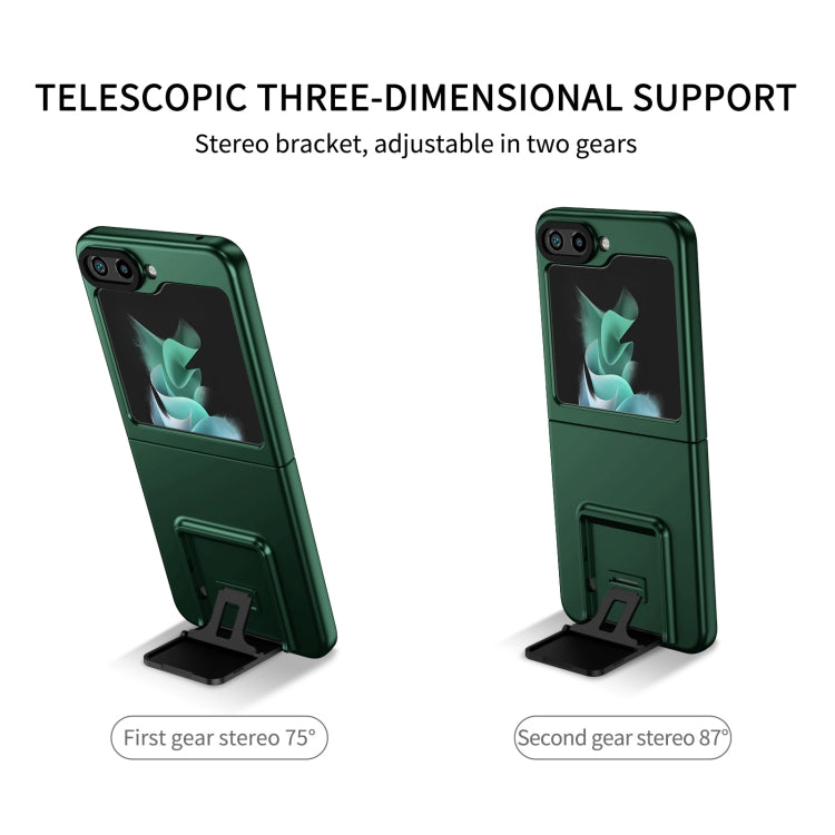 For Samsung Galaxy Z Flip5 5G Three-dimensional Folding Holder PC Phone Case(Green) - Galaxy Z Flip5 Cases by buy2fix | Online Shopping UK | buy2fix
