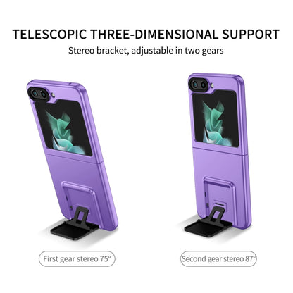 For Samsung Galaxy Z Flip5 5G Three-dimensional Folding Holder PC Phone Case(Purple) - Galaxy Z Flip5 Cases by buy2fix | Online Shopping UK | buy2fix