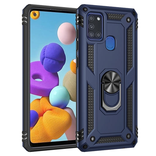 For Samsung Galaxy A21s Shockproof TPU + PC Protective Case with 360 Degree Rotating Holder(Blue) - Galaxy Phone Cases by buy2fix | Online Shopping UK | buy2fix