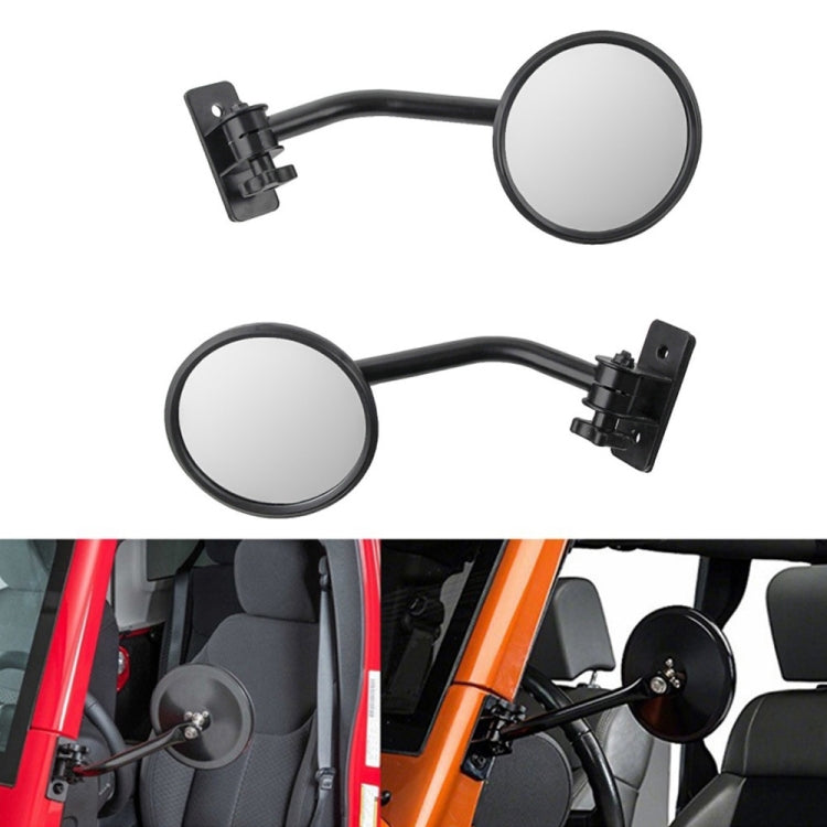 SF-JP-002 1 Pair For Jeep Wrangler Modified A-Pillar Round Shape Rearview Mirror Reversing Mirror by buy2fix