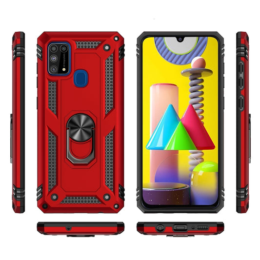 For Samsung Galaxy M31 Shockproof TPU + PC Protective Case with 360 Degree Rotating Holder(Silver) by buy2fix