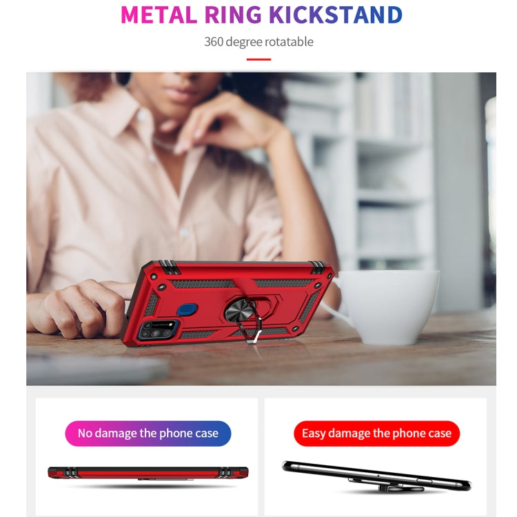 For Samsung Galaxy M31 Shockproof TPU + PC Protective Case with 360 Degree Rotating Holder(Silver) by buy2fix