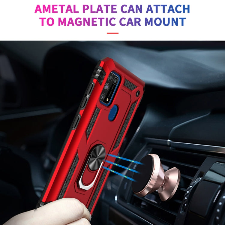 For Samsung Galaxy M31 Shockproof TPU + PC Protective Case with 360 Degree Rotating Holder(Silver) by buy2fix